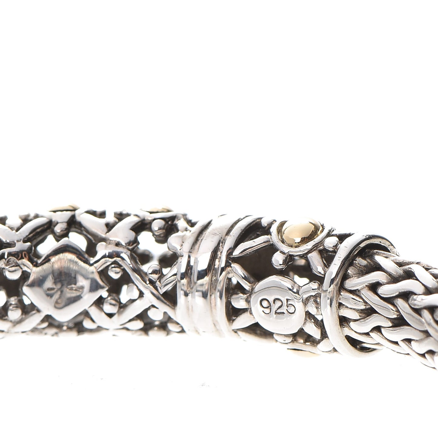 Sterling Silver 18K Yellow Gold Jaisalmer Wheat Chain Dot Bracelet M