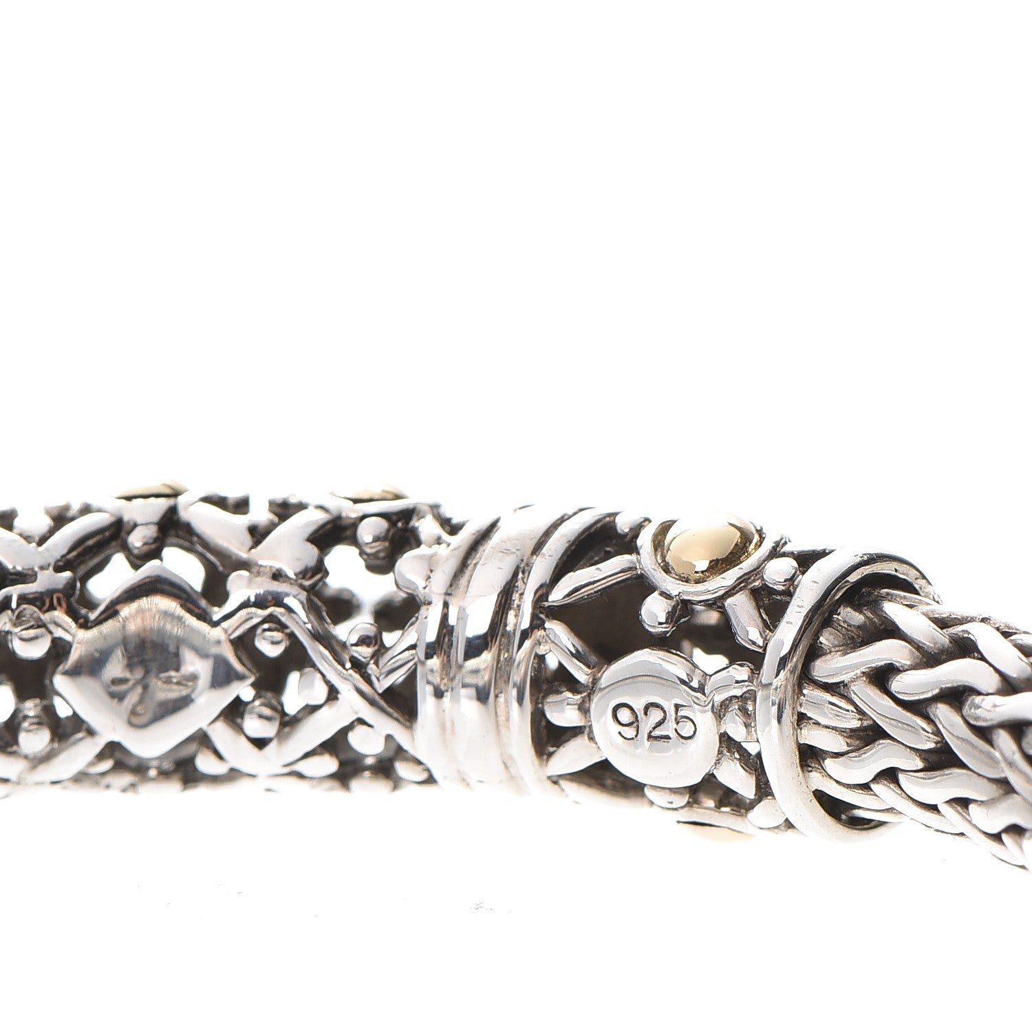John Hardy Sterling Silver 18K Yellow Gold Jaisalmer Wheat Chain Dot Bracelet M 6 of 8