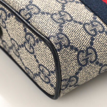 Gucci GG Supreme Monogram Textured Calfskin Web Mini Ophidia Messenger Beige Blue 7 of 8