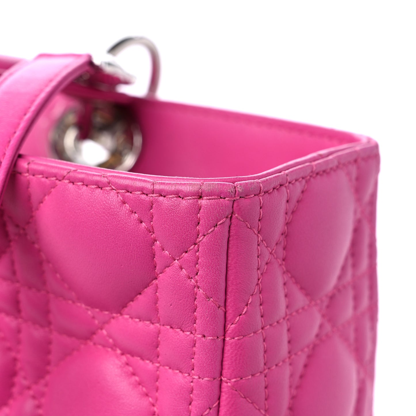 Lambskin Cannage Large Lady Dior Fuchsia