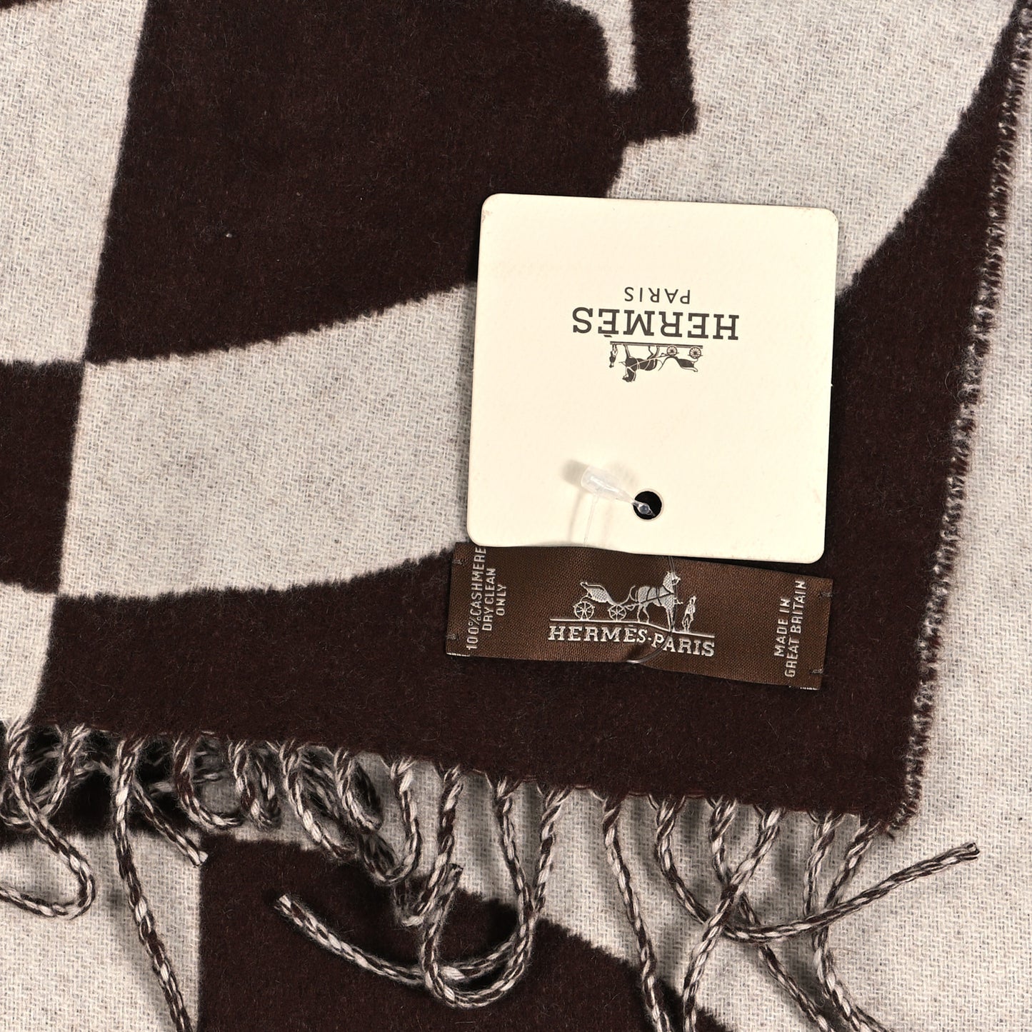 Cashmere Casaque Charms Muffler Brun Chocolat Ivoire