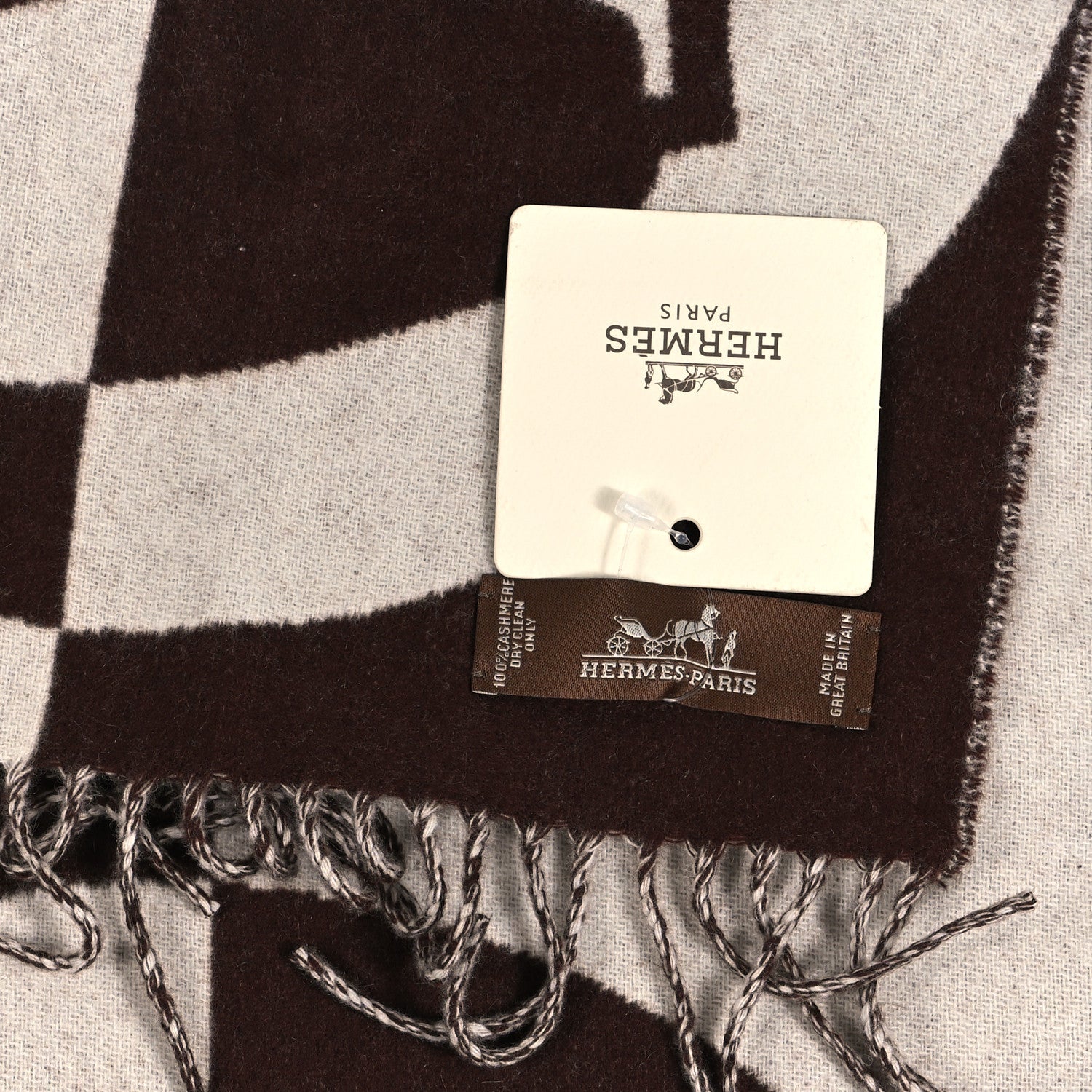 Hermes Cashmere Casaque Charms Muffler Brun Chocolat Ivoire 3 of 3