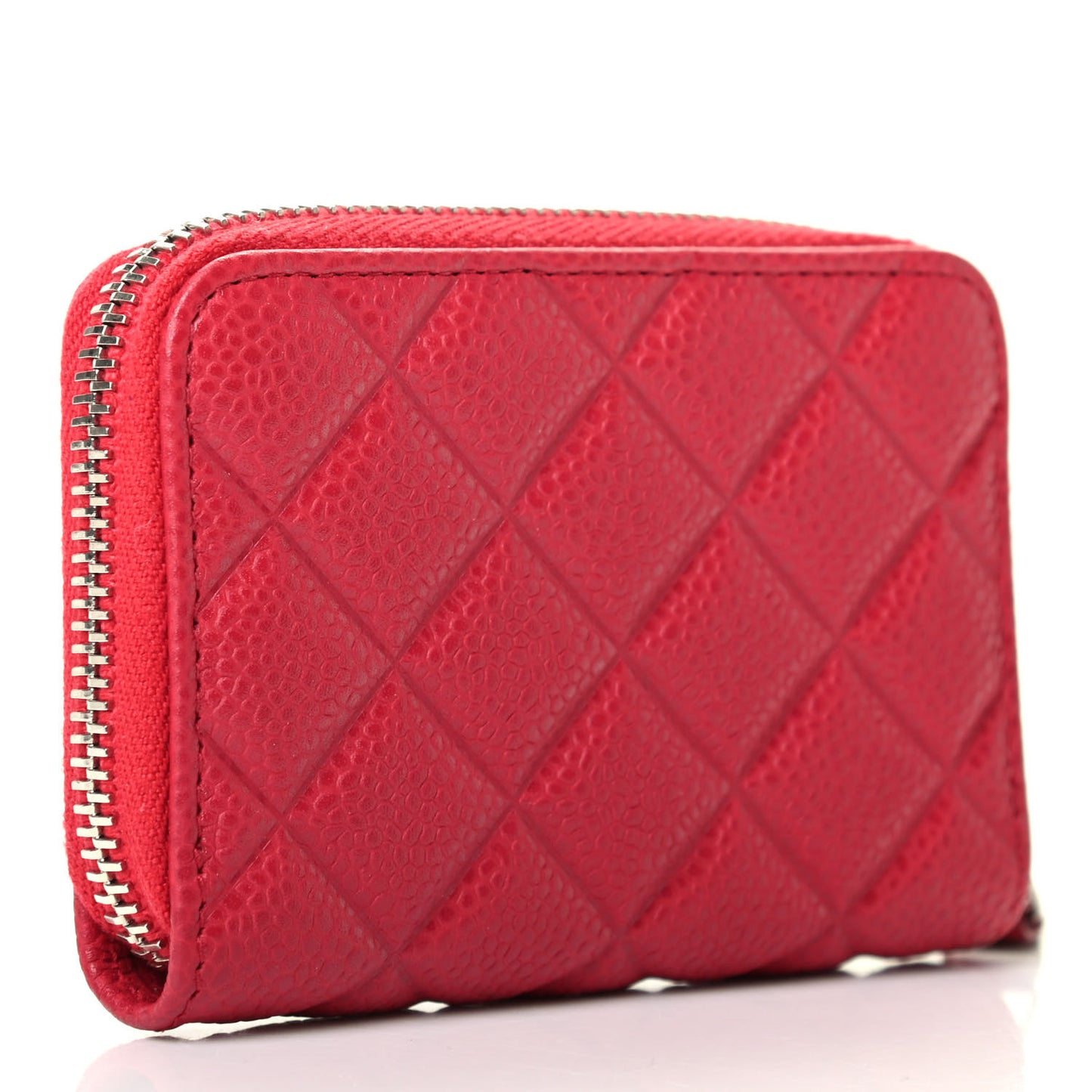 Caviar Quilted Diamond CC Zip Coin Purse Dark Pink