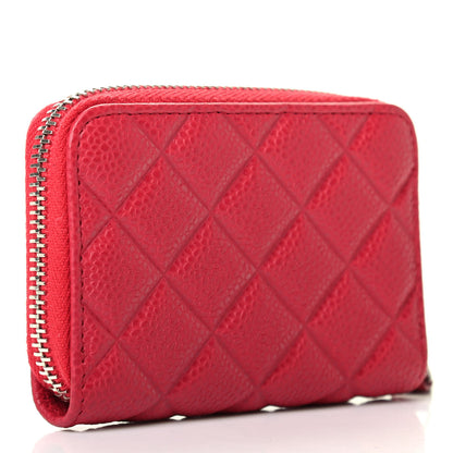 Chanel Caviar Quilted Diamond CC Zip Coin Purse Dark Pink 3 of 8