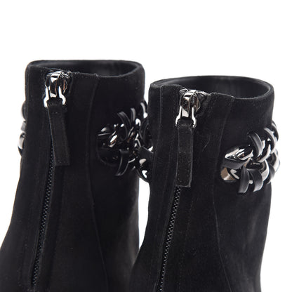Valentino Garavani Suede Ankle Chain Boots 35.5 Black 9 of 15
