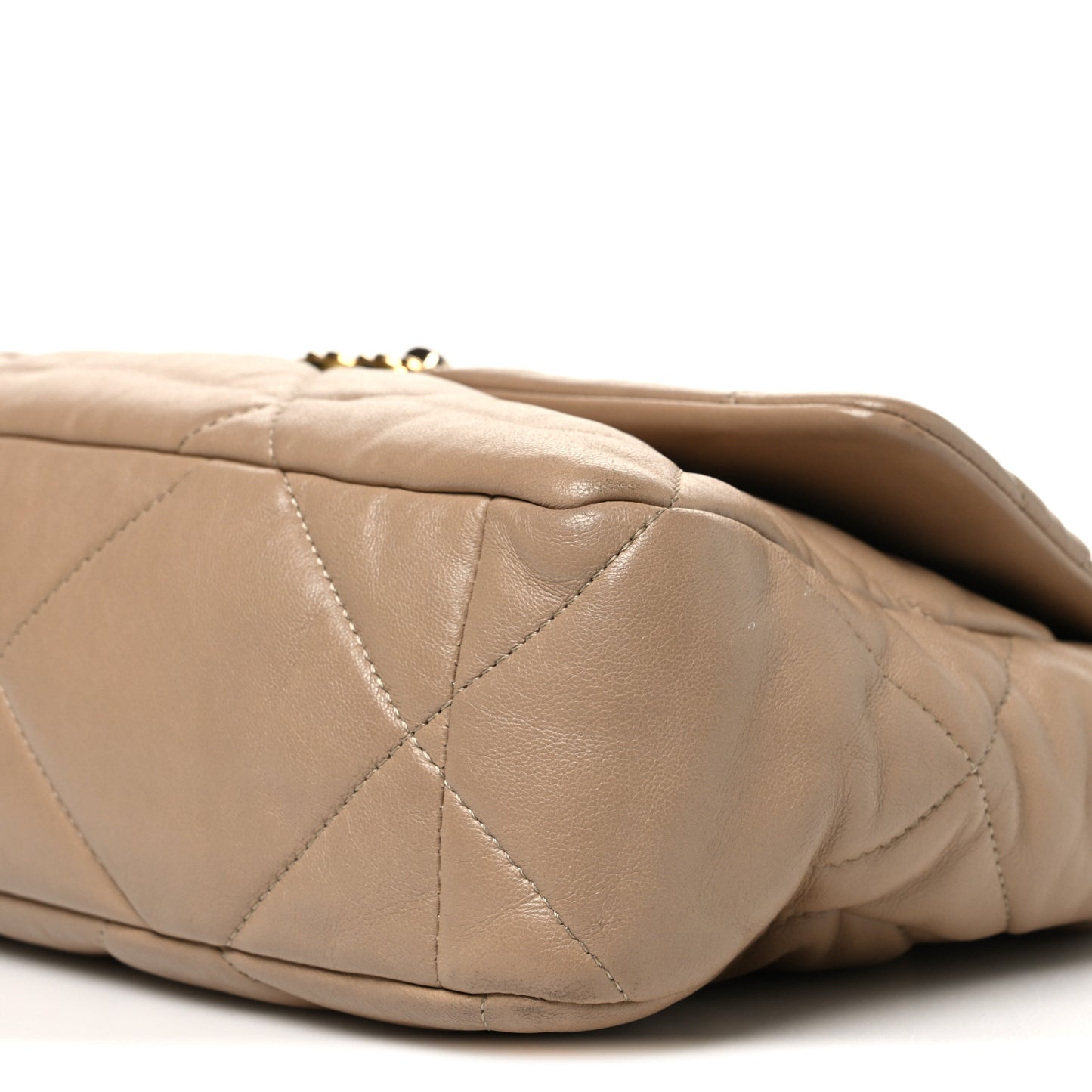 Lambskin Quilted Large Chanel 19 Flap Beige