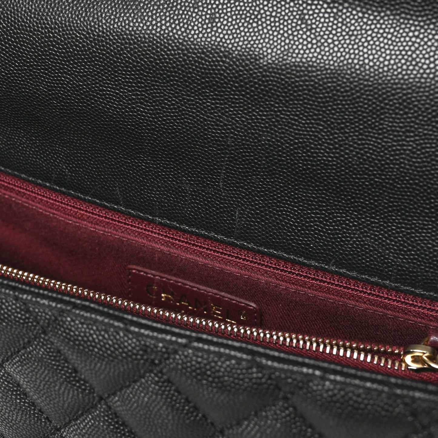 Caviar Quilted Large Coco Handle Flap Black
