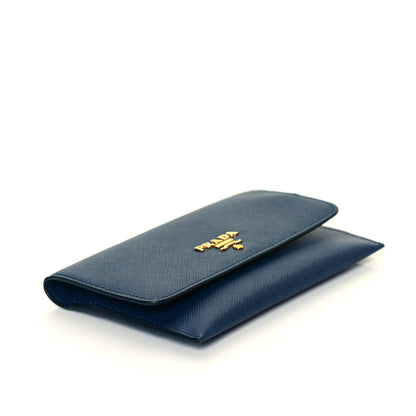 Prada Saffiano Metal Flap Wallet Bluette 3 of 8