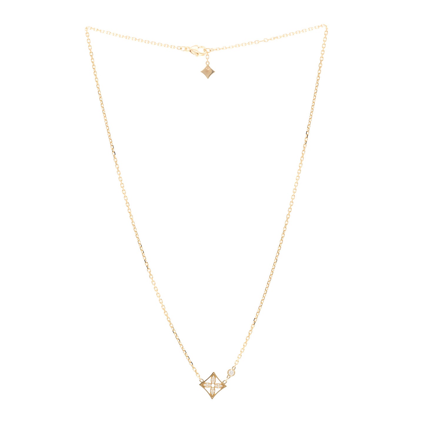 18K Yellow Gold Diamond Idylle Blossom Pendant Pave Necklace