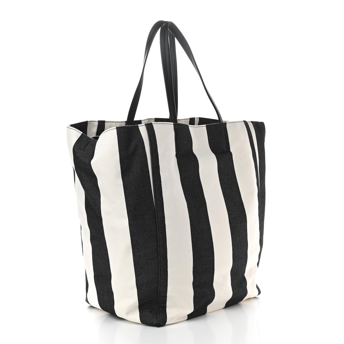 Canvas Striped Large Phantom Cabas Black White