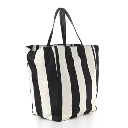 Celine Canvas Striped Large Phantom Cabas Black White 3 of 8