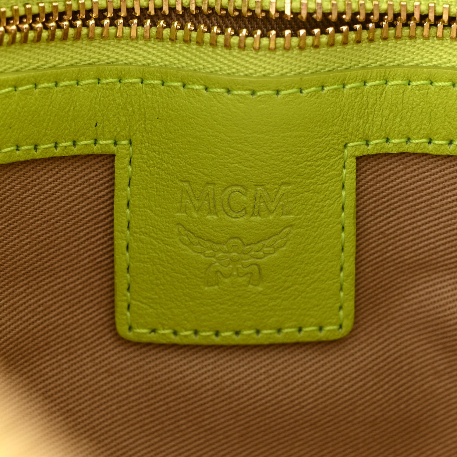 MCM Calfskin Maxi Monogram Crossbody Pouch Green 6 of 11