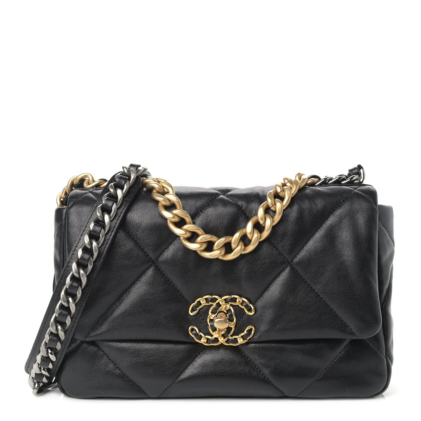 Lambskin Quilted Medium Chanel 19 Flap Black