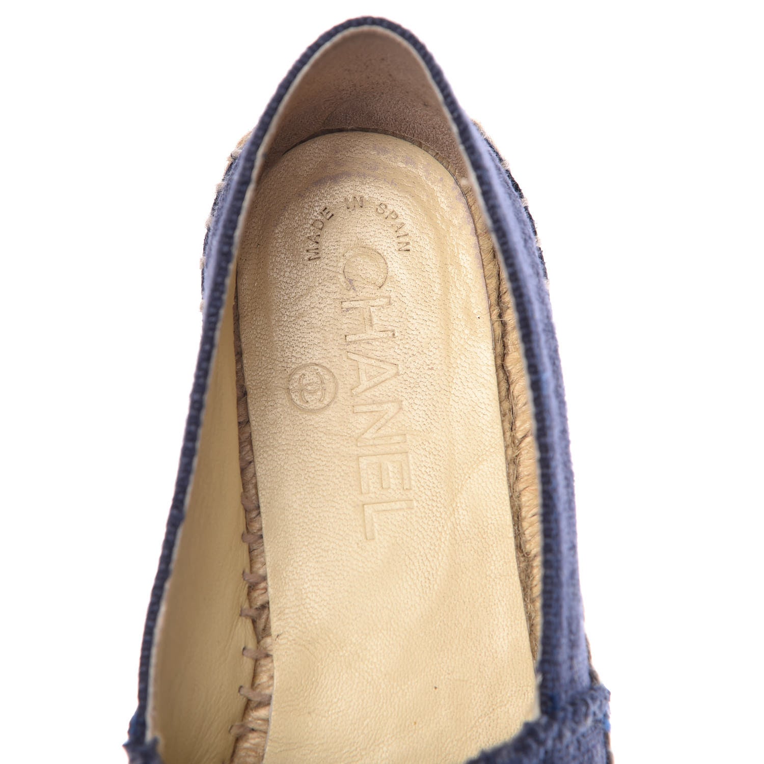 Chanel Denim Toile CC Espadrilles 38 Navy Black 8 of 9
