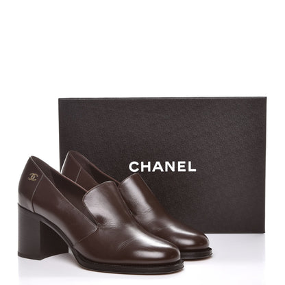 Chanel Glazed Calfskin CC Loafers 39 Dark Brown 11 of 11