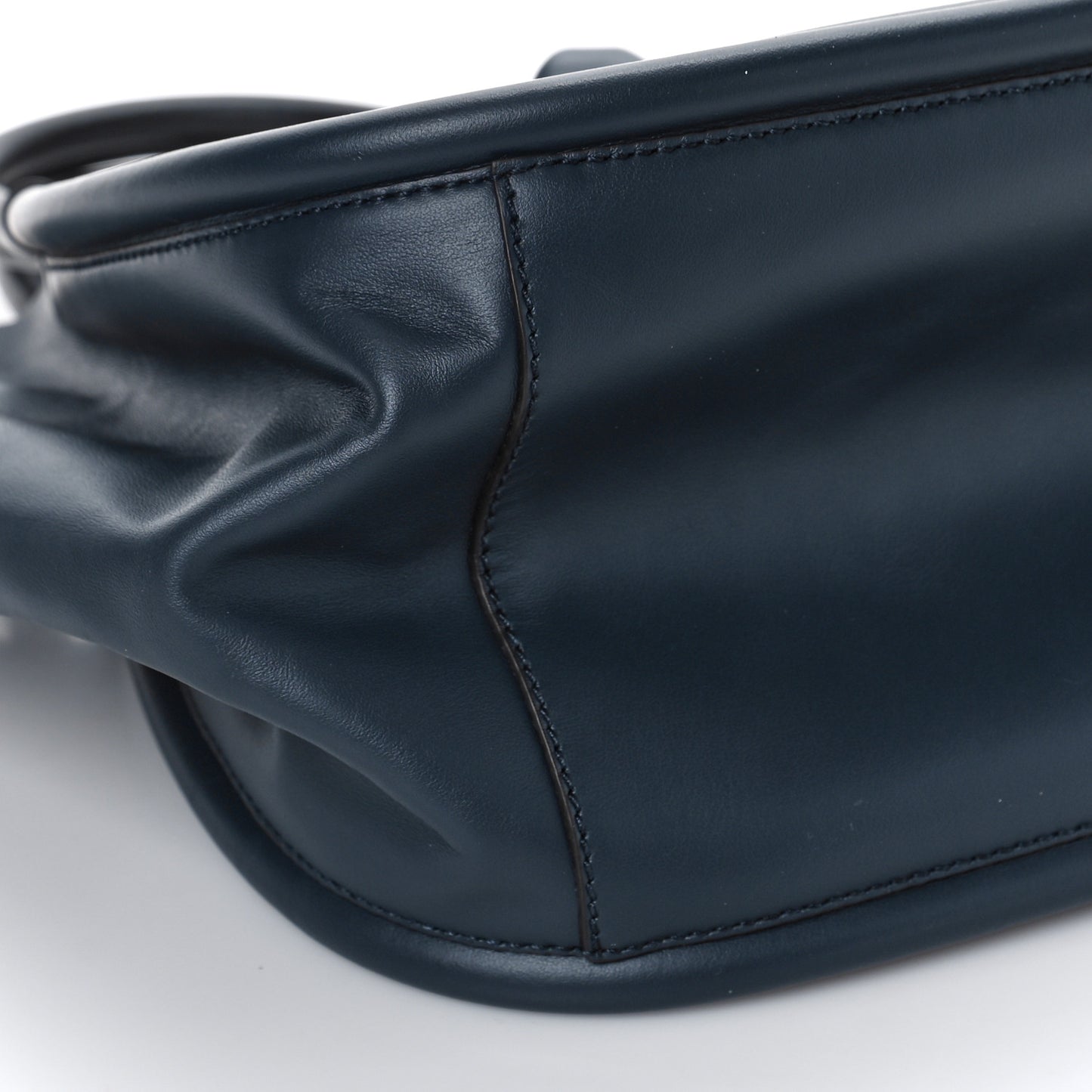 Calfskin Small Ruched Tote Navy