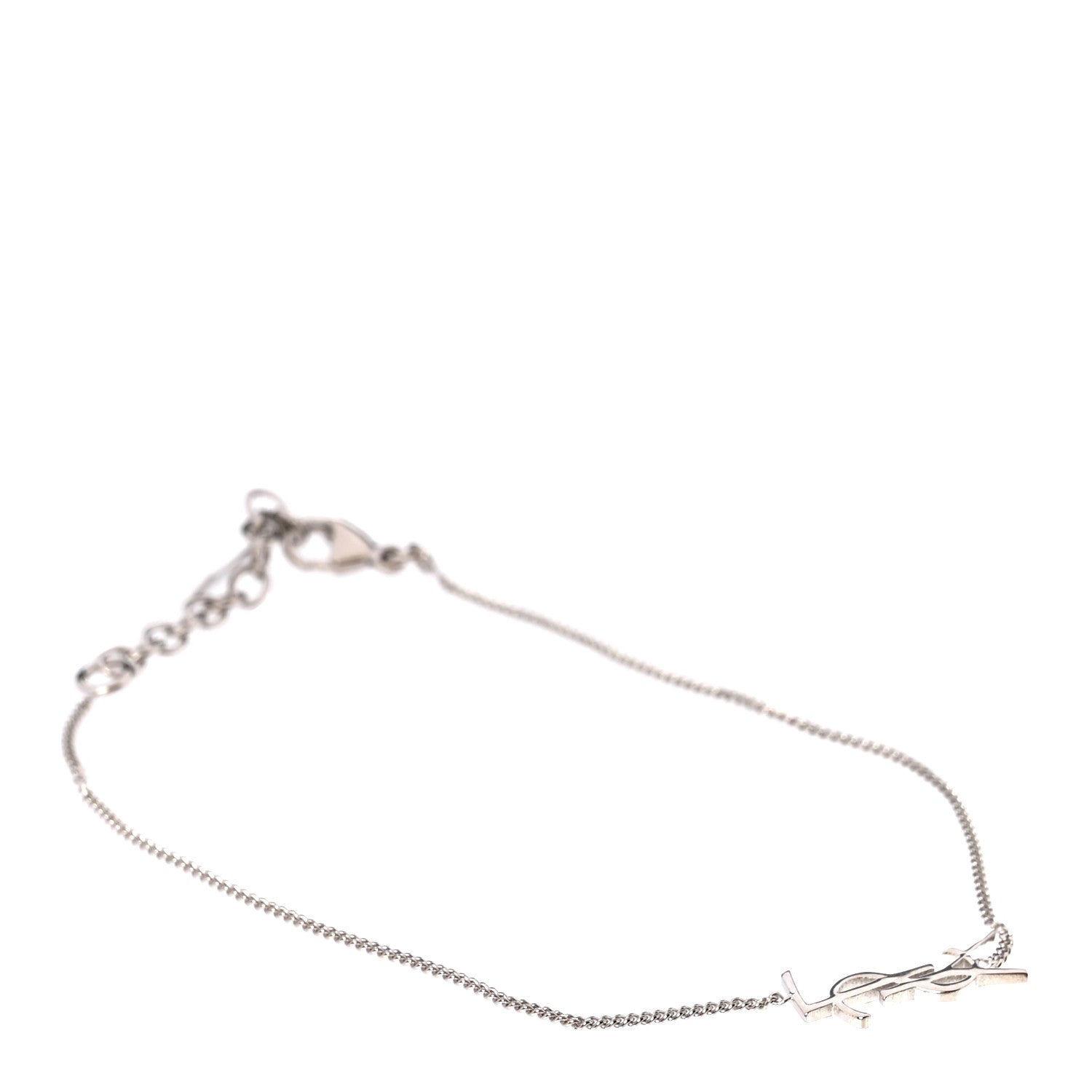 Saint Laurent Brass Monogram Charm Bracelet Silver 1 of 4
