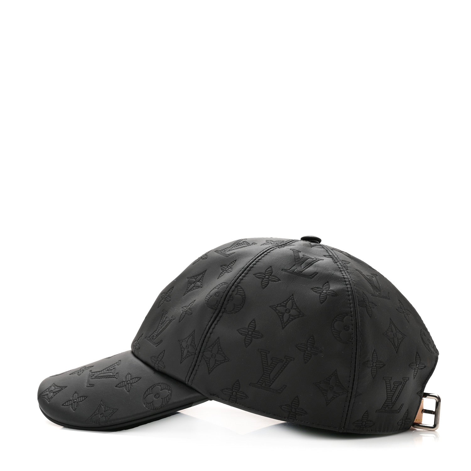 Louis Vuitton Calfskin Monogram Shadow Baseball Cap 60 Black 4 of 12