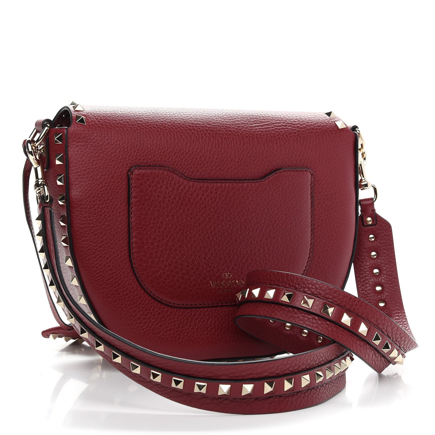 Valentino Garavani Pebbled Calfskin Rockstud Messenger Bag Rosso 3 of 8