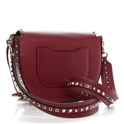 Valentino Garavani Pebbled Calfskin Rockstud Messenger Bag Rosso 3 of 8
