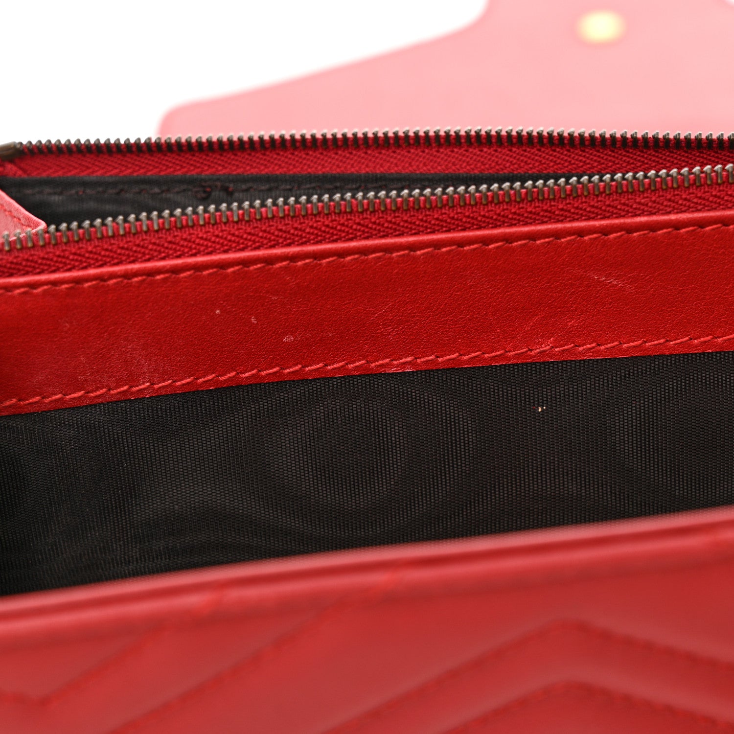 Gucci Calfskin Matelasse GG Marmont Chain Wallet Hibiscus Red 13 of 16