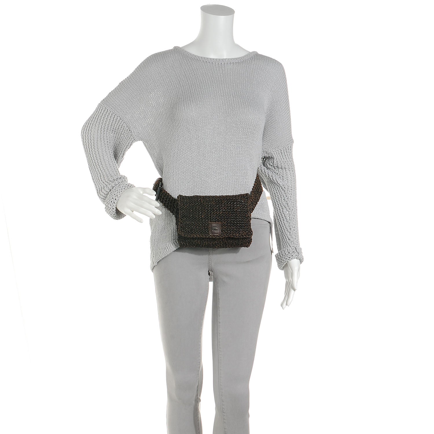 Chanel Knitted Leather Waist Belt Bag Brown 2 of 7