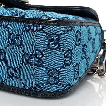 Gucci Monogram Multicolor Matelasse Diagonal Mini GG Marmont Top Handle Shoulder Bag Light Blue 10 of 11