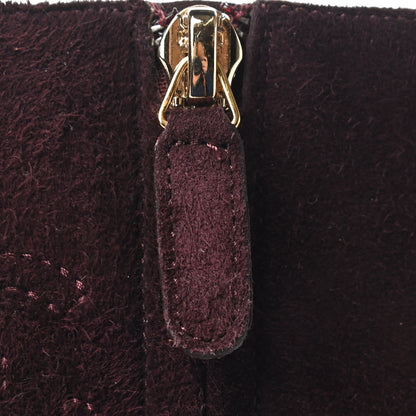 Chanel Suede Boots 37.5 Burgundy 10 of 11