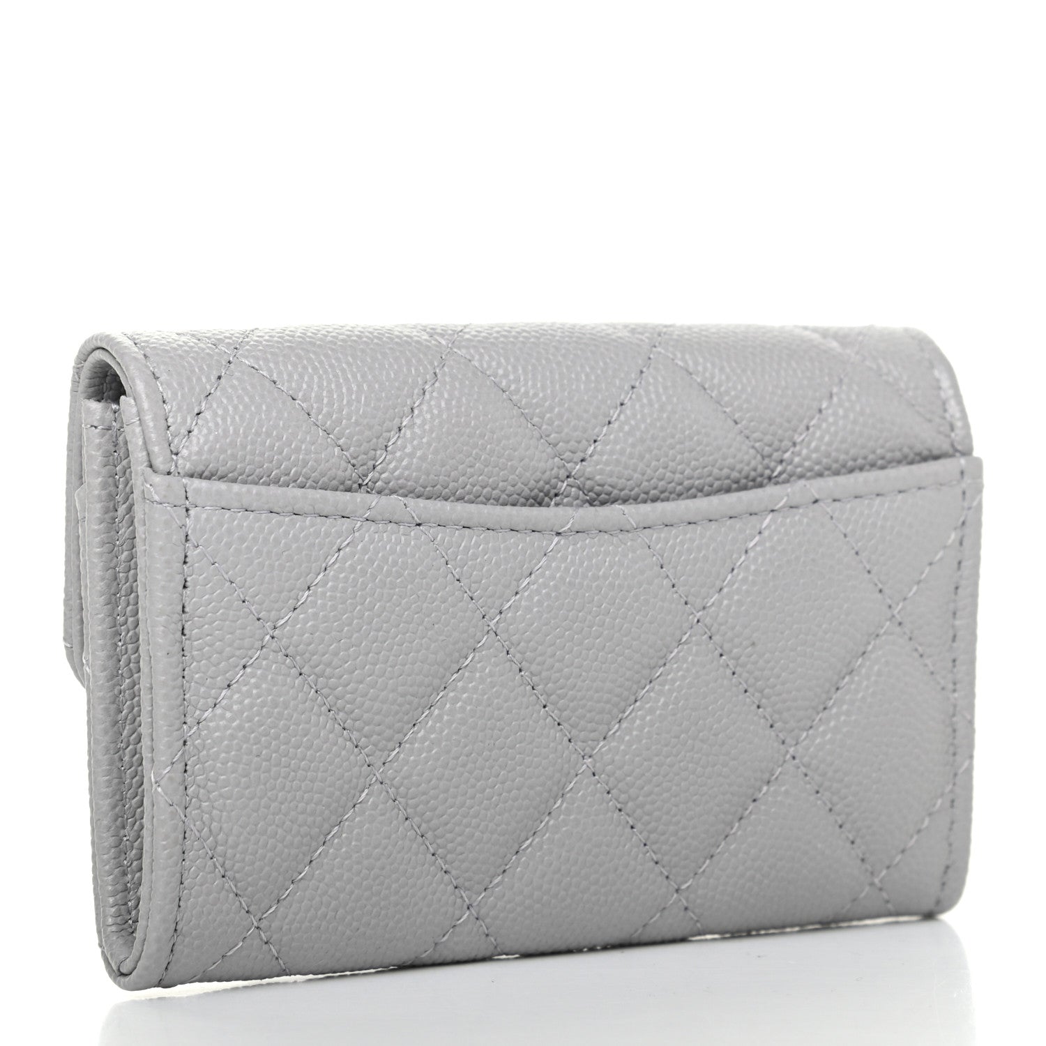 Chanel Caviar Quilted Flap Card Holder Wallet Grey 3 of 9