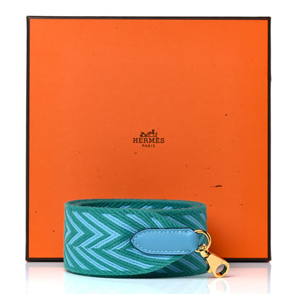 Hermes Toile Swift 50mm Sangle ZigZag Shoulder Strap Bleu Du Nord Vert Veronese 6 of 6