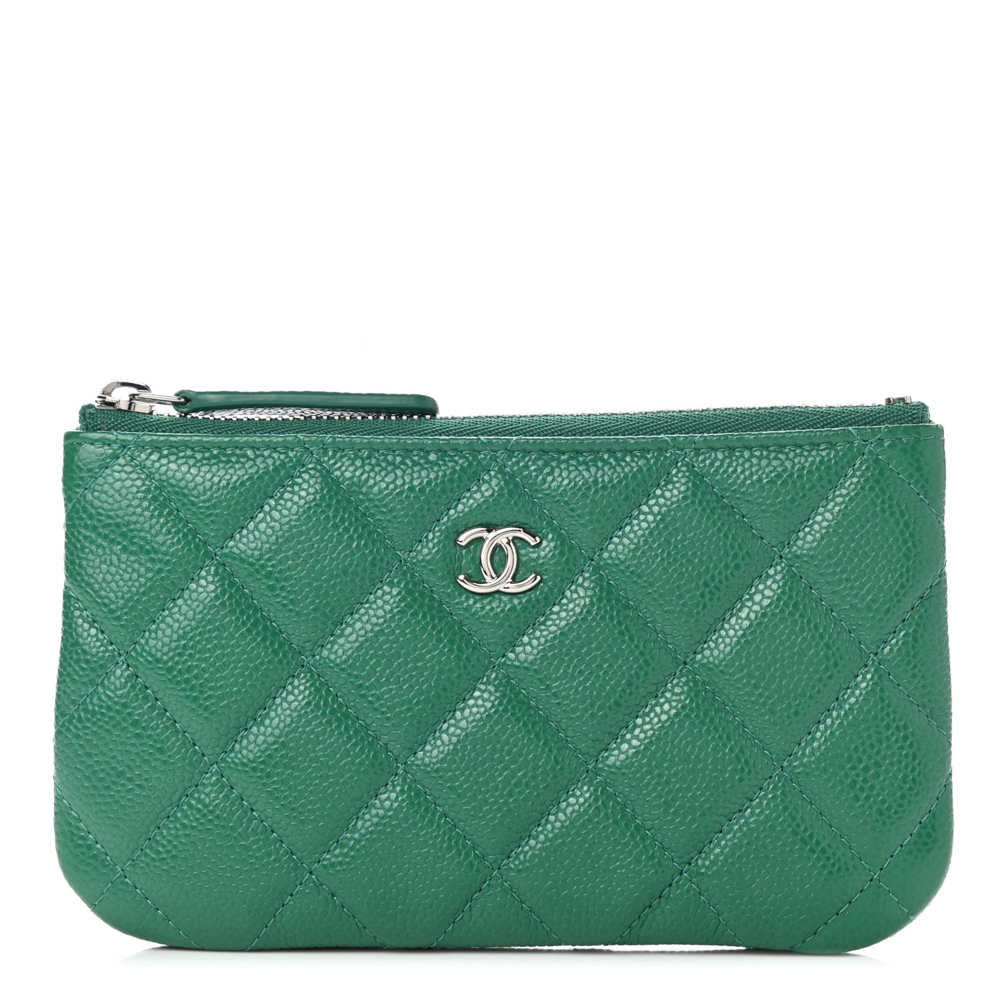 Caviar Quilted Small Cosmetic Case Green