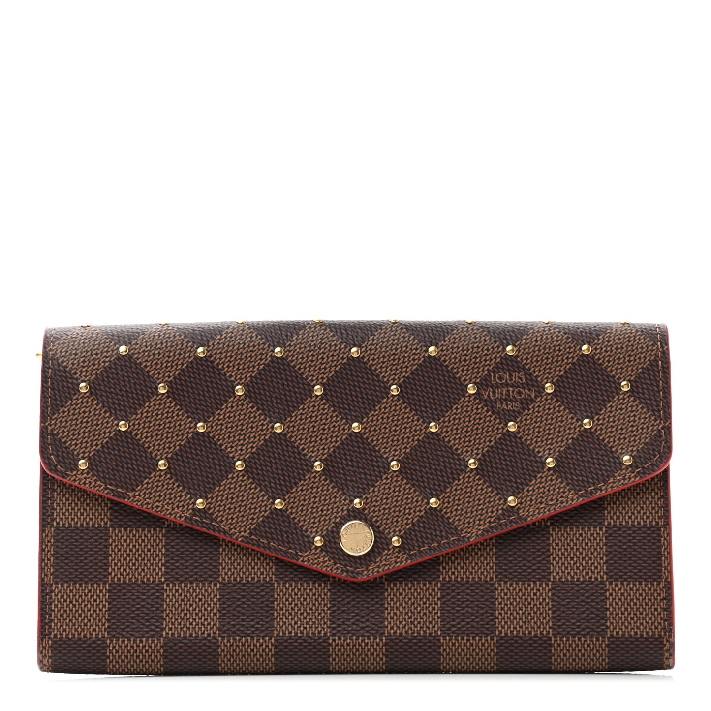 Damier Ebene Studded Sarah Wallet NM Cherry