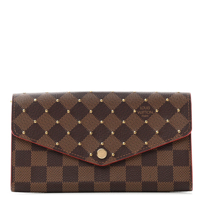 Louis Vuitton Damier Ebene Studded Sarah Wallet NM Cherry 1 of 10