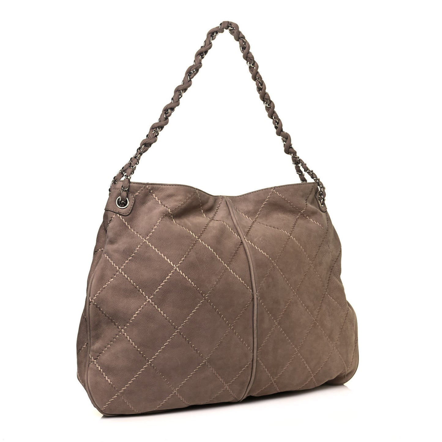 Suede Calfskin Ultimate Stitch Hobo Light Grey
