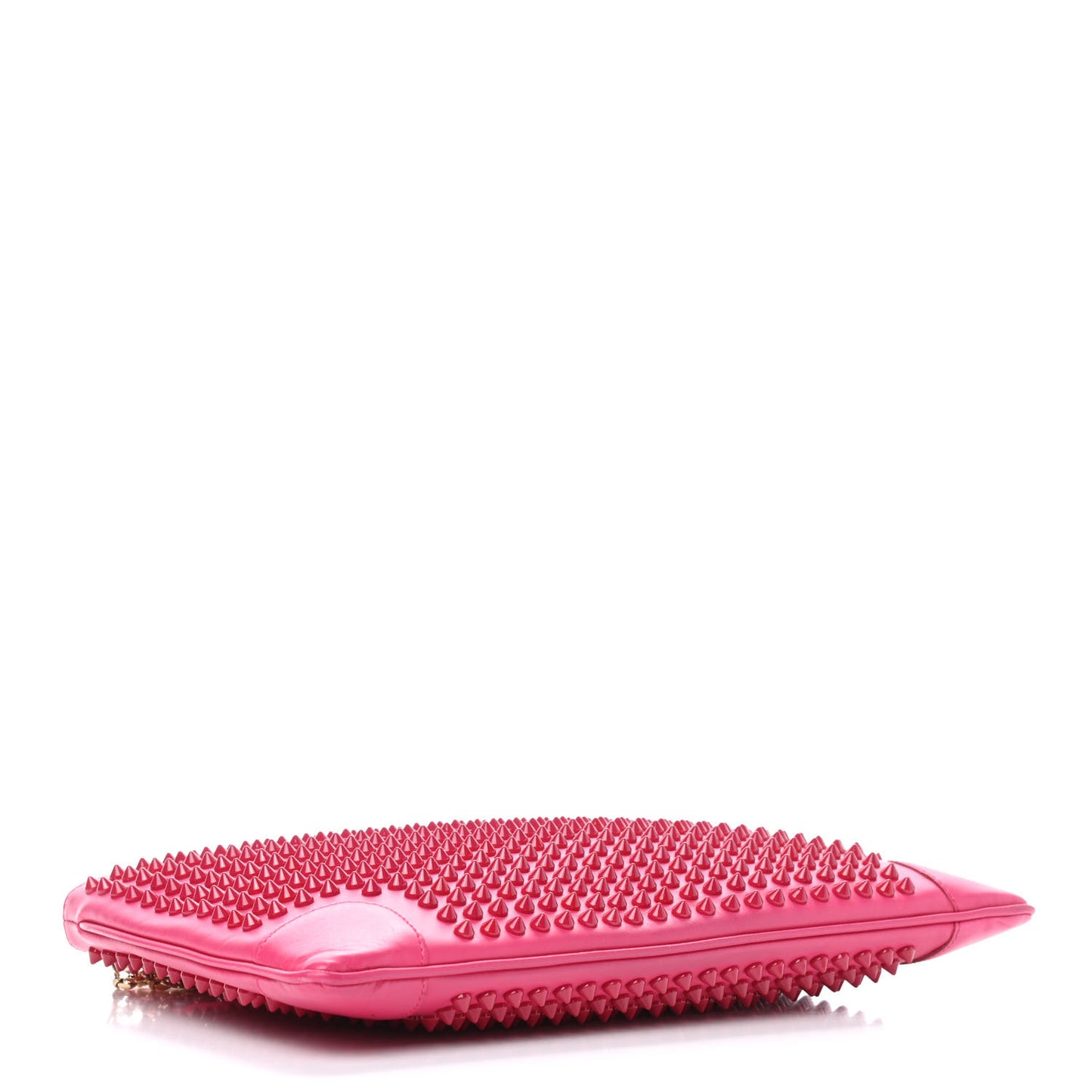 Calfskin Spikes Loubiposh Chain Clutch Fuchsia