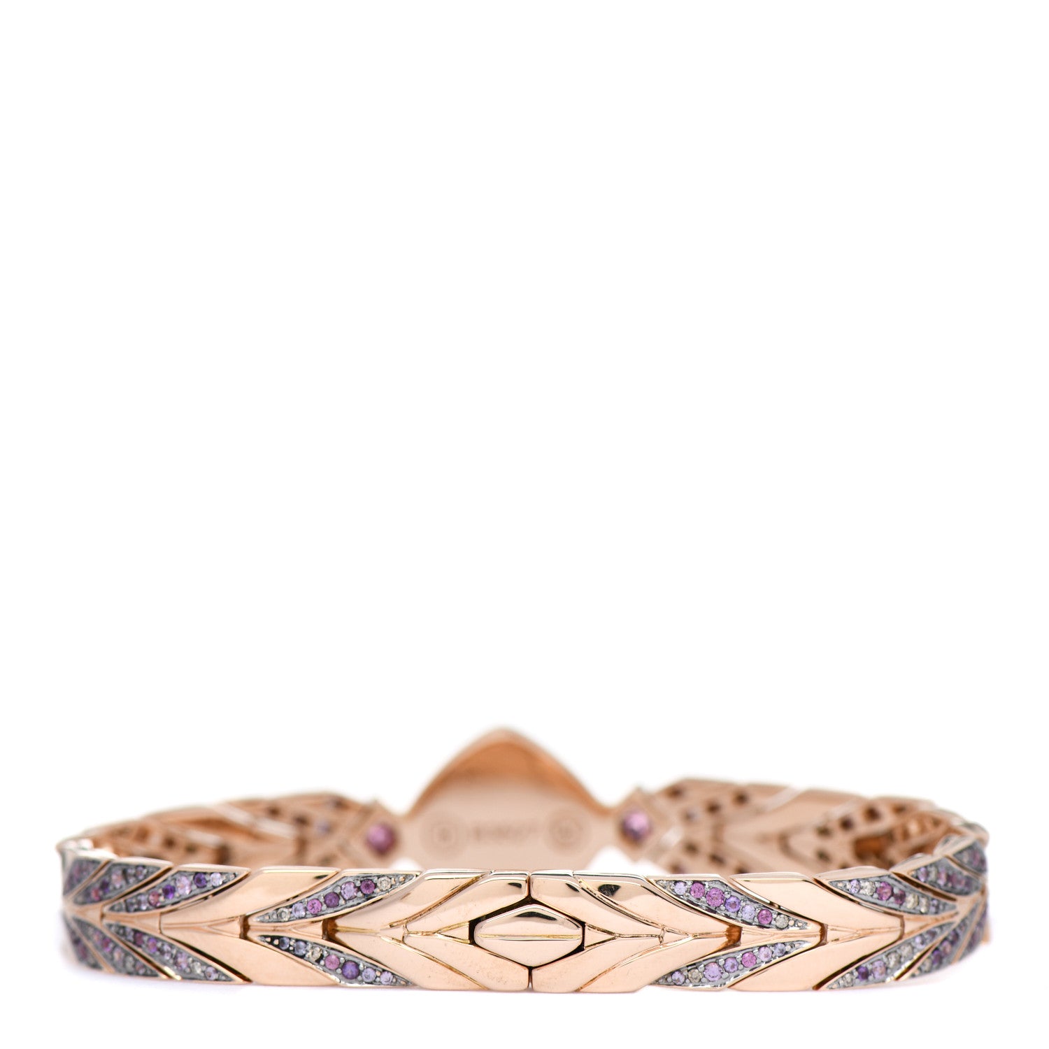 John Hardy 18K Rose Gold Diamond Multi-Gemstone Cinta Bracelet 2 of 3