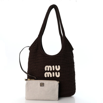 Miu Miu Cotton Crochet Ivy Bag Cacao Talco 2 of 11
