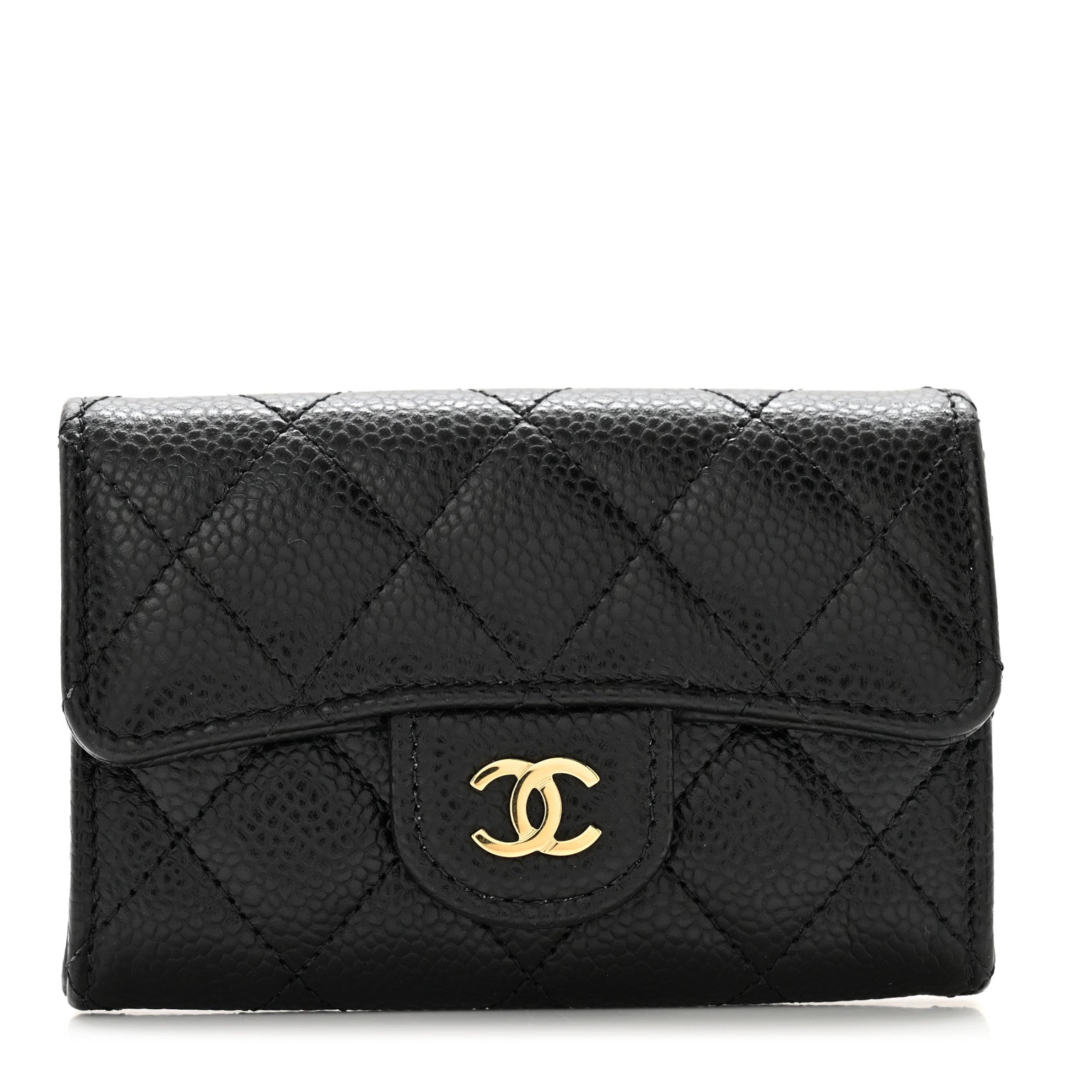 Chanel Caviar Quilted Flap Card Holder Wallet Black 1 of 9