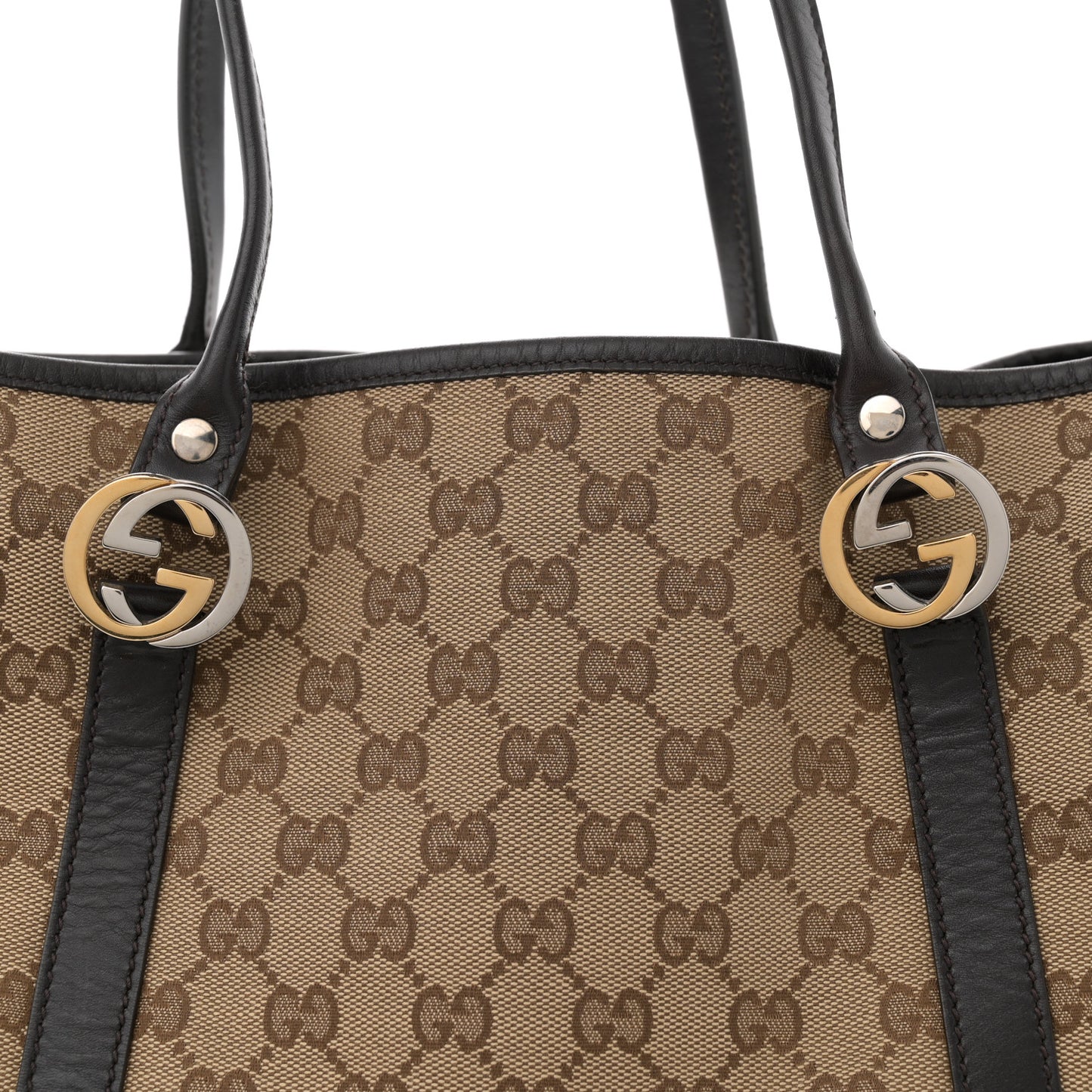 Monogram Medium Twins Tote Dark Brown