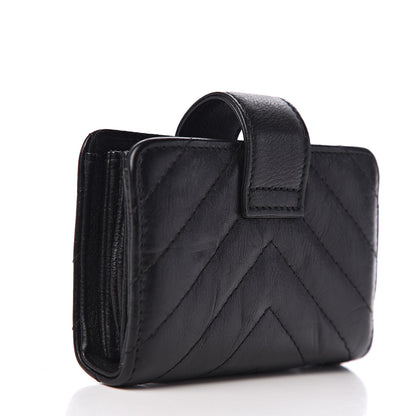Chanel Calfskin Chevron Quilted Gusseted Card Holder Black 2 of 6