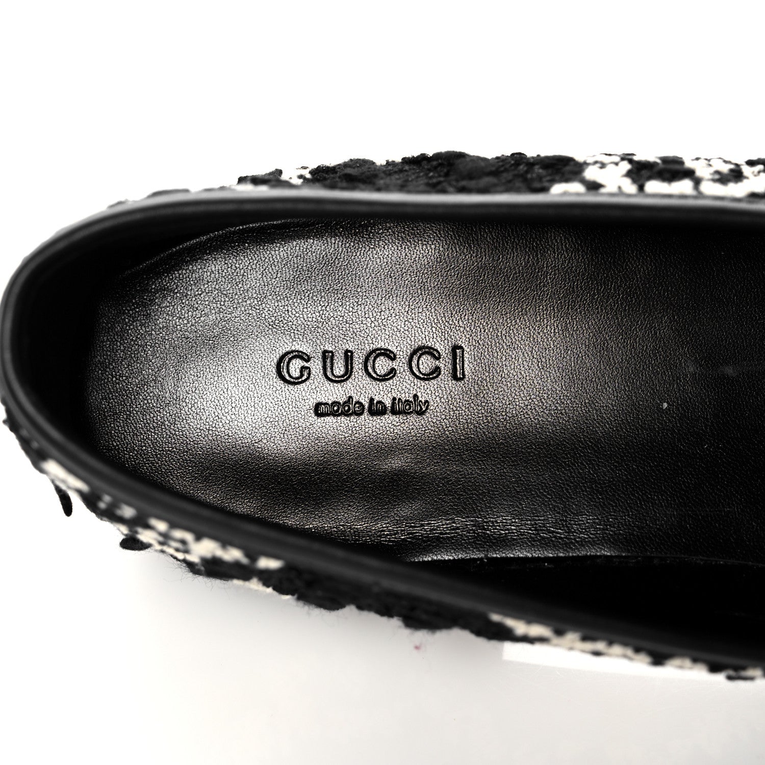 Gucci Tweed GG Monogram Horsebit Womens Jordaan Loafers 40 Black Natural 7 of 9