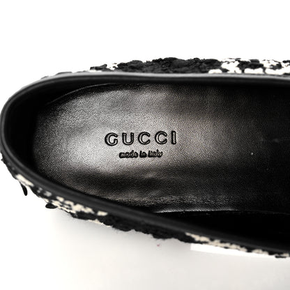 Gucci Tweed GG Monogram Horsebit Womens Jordaan Loafers 40 Black Natural 7 of 9