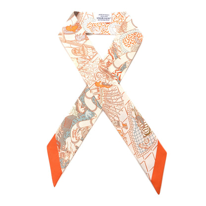 Hermes Silk Splash Park Twilly Blanc Orange Vert 1 of 4