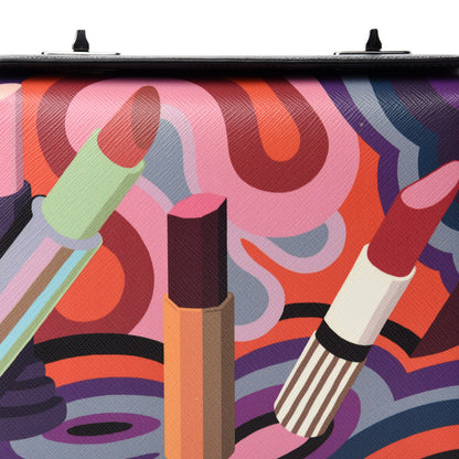 Prada Saffiano Lipstick Print Shoulder Bag Black Multicolor 9 of 9