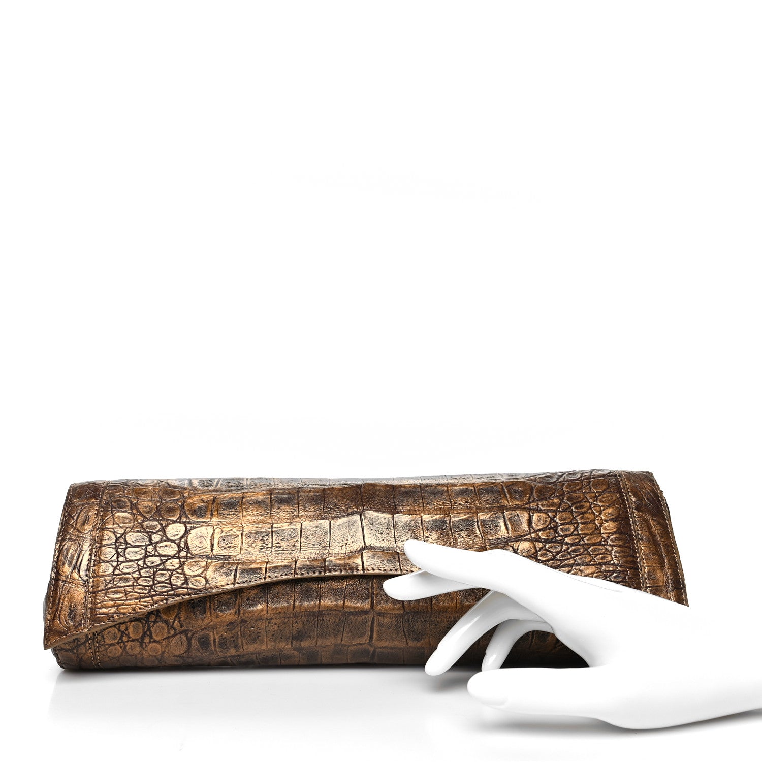 Nancy Gonzalez Metallic Crocodile Clutch Gold 2 of 13
