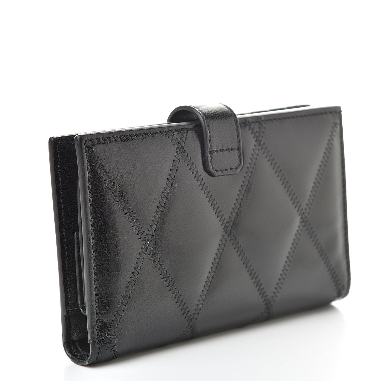 Givenchy Goatskin Diamond Quilted GV3 Medium Wallet Black 3 of 13