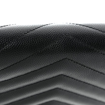 Saint Laurent Grain De Poudre Matelasse Chevron Monogram Flap Wallet Black 11 of 12