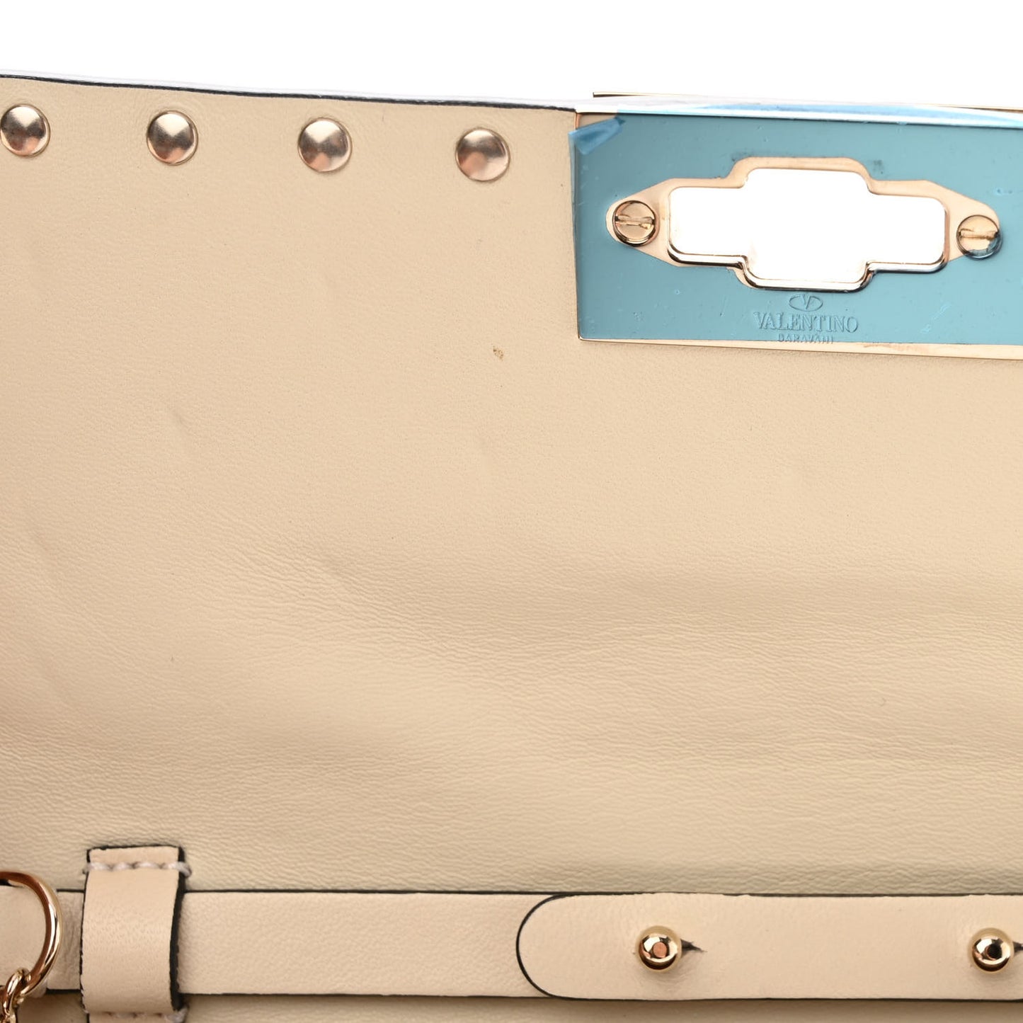 Nappa Rockstud Spike Wallet on Chain Light Ivory