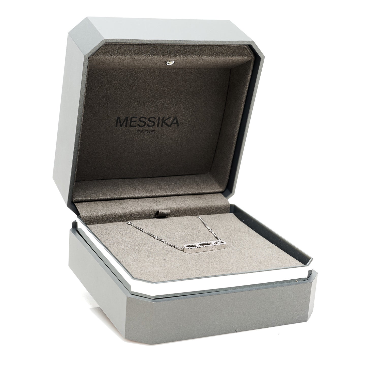 18K White Gold Diamond Move Pave Necklace
