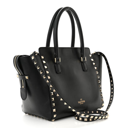 Valentino Garavani Vitello Small Rockstud Double Handle Tote Black 3 of 14